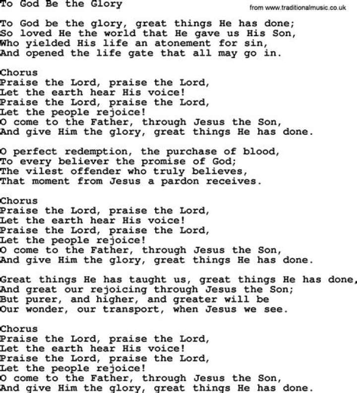 To God be the glory lyrics |